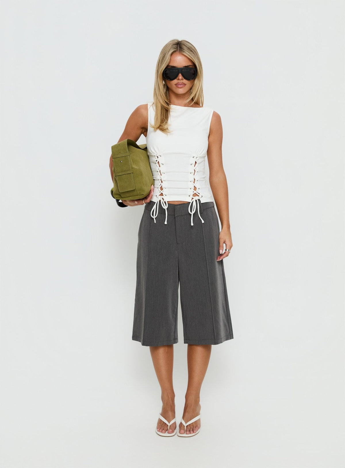 Lindee Tie Up Sleeveless Top White
