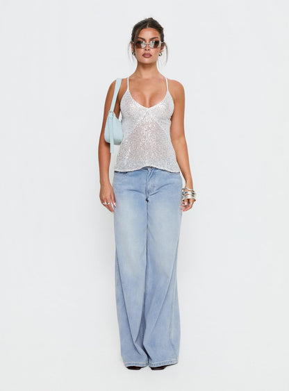 Opaline Sequin Cami Top Silver